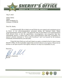 St Johns County Sheriff Letter